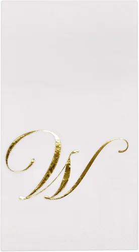 Vista 23 de Gift Boutique 100 servilletas doradas con monograma para invitados, paquete de papel desechable con letra N, elegante servilleta de mano de lámina