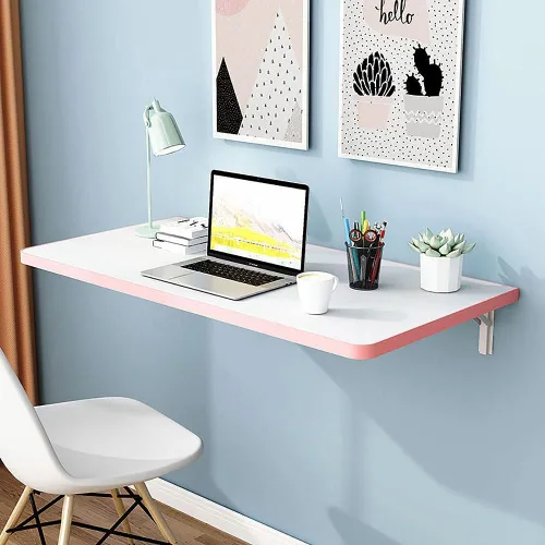 Vista 9 de Mesas plegables, banco de trabajo plegable para montar en la pared, mesa de madera montada en la pared, soporte resistente, mesa de pared estable