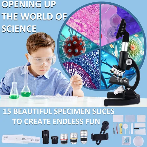 Vista 5 de Herwicm Microscopio 40X-2500X Ampliación, Oculares HD de Ángulo Amplio, Pantalla de 4 Pulgadas de Alto Pixel con Luz de Relleno LED 3, Observable