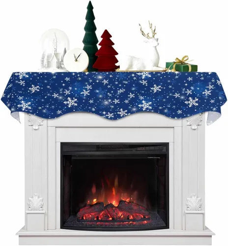 Vista 10 de Bufanda de mantel de Navidad de 60 x 17 pulgadas, decoración de mantel de Navidad negra para chimenea, decoración de día festivo, muñeco de nieve
