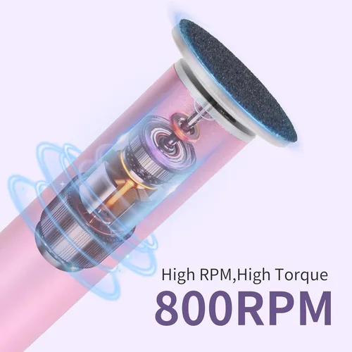 Vista 4 de FancyJun Removedor eléctrico de callos para pies con 120 discos de papel de lija (3 tamaños), removedor profesional de callos de aluminio de 800 RPM