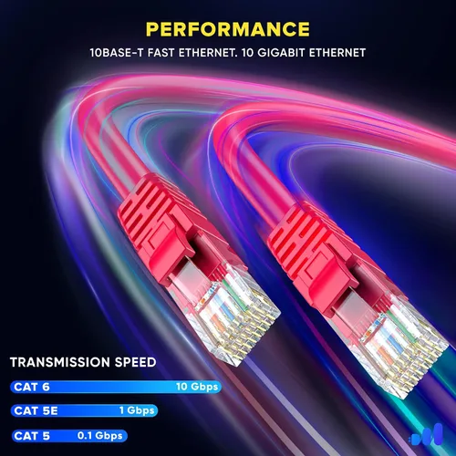 Vista 93 de Maximm Cable Ethernet Cat 6, cable de red y conexión de alta velocidad de 10 pies, UTP, 10 Gbps, cable Ethernet de 550 MHz, color naranja
