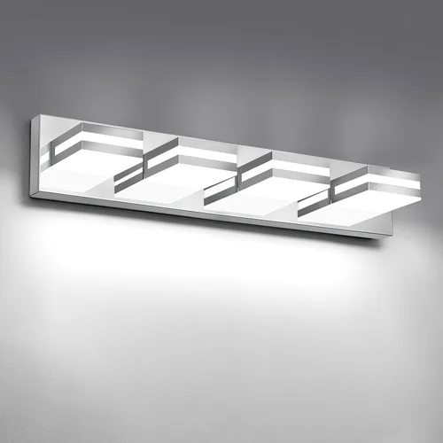 Vista 12 de IZORRO Luminarias LED Modernas para Baño (3 Luces, Regulables), Iluminación de Pared Dorada Acrílica, Luces de Tocador para Baño Sobre Espejo
