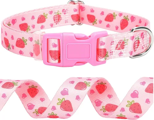 Vista 18 de Lindo collar de perro con patrones de flores verdes para perros machos y hembras, collares ajustables y cómodos para perros XS, pequeños, medianos