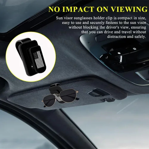 Vista 4 de Kewucn Soporte para Gafas de Sol para Visera de Coche, Soporte de Metal para Visera Automática con Estilo de Bandera de EE. UU., Clip Multifuncional