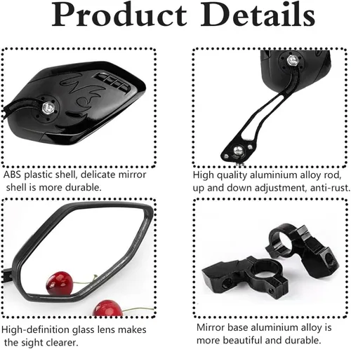 Vista 3 de Espejos de bicicleta para bicicletas eléctricas, paquete de 2 espejos de bicicleta, espejo retrovisor para manillar, espejos de bicicleta