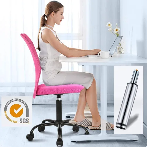 Vista 2 de Silla de oficina en casa sin brazos Silla de escritorio pequeña Silla de malla con respaldo medio Silla de computadora básica Silla de computadora