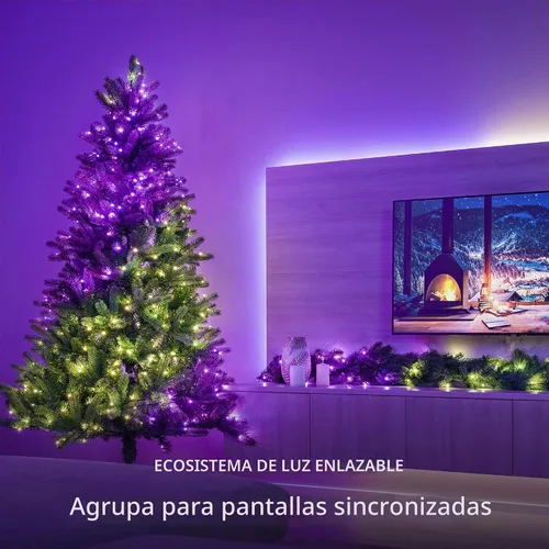 Vista 6 de Twinkly Strings 100 LED RGB, Cadena de luces LED para interiores y exteriores, Luces LED inteligentes, LEDs trazables, Compatibles con Alexa