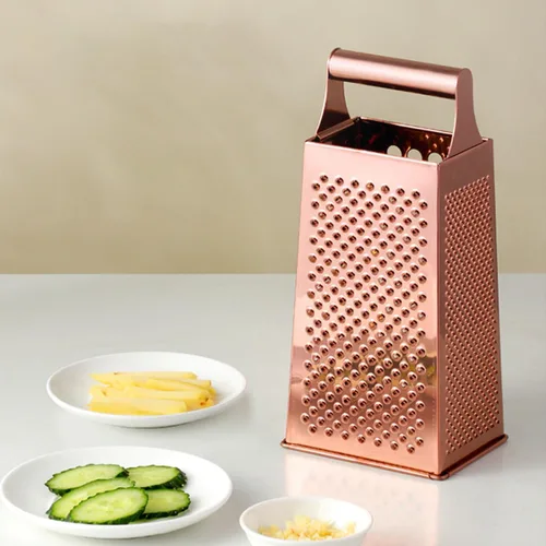 DOITOOL Box Rallador de queso de cocina de acero inoxidable de 4 caras con mango para queso, verduras, jengibre, triturador de alimentos de mano