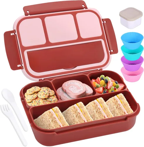 Vista 14 de shell and turtle Lonchera Bento para niños y niñas, lonchera Bento para adultos con 4 compartimentos, recipientes de almuerzo con utensilios, tarro