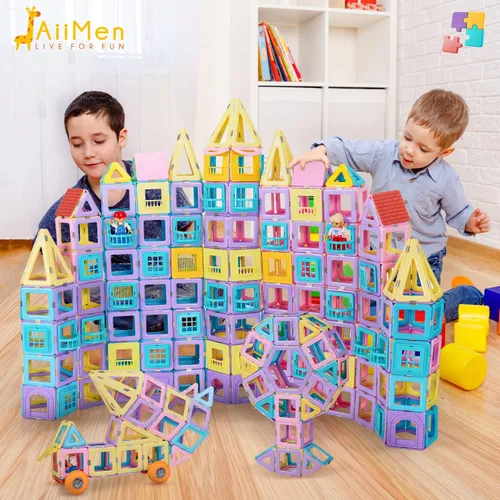 Vista 5 de JAiiMen Juguetes de azulejos magnéticos juego de bloques de construcción para niños con figura magnética azulejos magnéticos 3D para niñas y niños