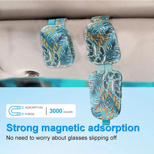 Vista 3 de LTOHOE 1 Paquete Soporte para Gafas de Sol para Coche, Soporte Magnético de Cuero para Gafas de Sol y Clip para Tarjeta de Ticket, Universal