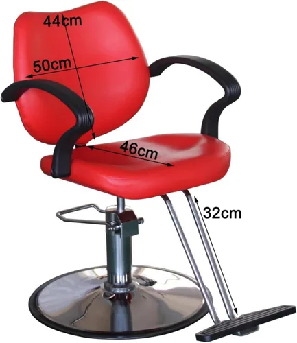 Vista 5 de Funnylife - Silla de peluquería con base redonda roja, bomba hidráulica, equipo de belleza