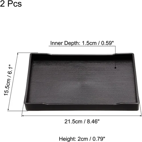 Vista 2 de PATIKIL Bandeja de comida rápida de 8 x 6, paquete de 2 bandejas rectangulares reutilizables reciclables multiusos para restaurante, cocina en casa