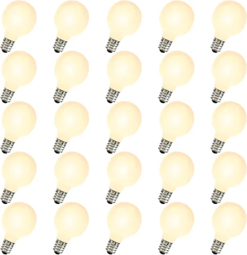 Vista 9 de Paquete de 25 bombillas LED de repuesto G40, bombillas LED de globo blanco esmerilado de 0.6 W para cadena de luces al aire libre