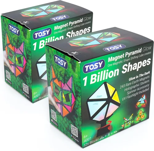 Vista 17 de TOSY Pirámide Magnética de Piedra - 1 Cubo se Transforma en 1 Billón de Formas, 14 piezas (12 piezas de rompecabezas y 2 giradores), 243 Imanes