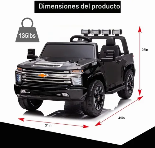 Vista 2 de Juguetes de paseo de 24 V para niños, Chevrolet Silverado de 2 plazas, auto Negro
