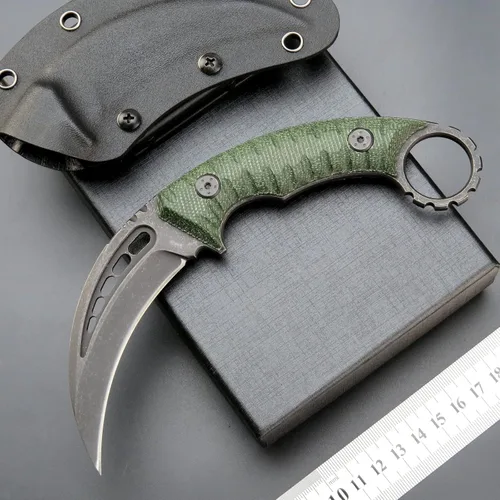 Vista 2 de C1112 Cuchillo fijo, cuchillo de hoja fija, hoja de acero D2+mango G10 cuchillos de campamento al aire libre, cuchillos de herramientas EDC con Verde