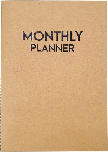 Agenda mensual grande sin fecha - Libro de calendario en blanco y organizadores 8.5 x 11 pulgadas - Kraft