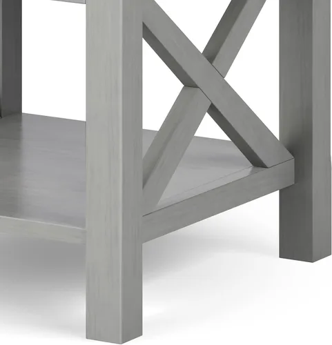 Vista 90 de Simpli Home Kitchener mesa de centro, color nogal oscuro, Pino, Distressed Grey