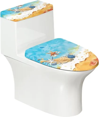 Vista 143 de Flashideas Juego de cubierta para tanque y tapa de inodoro con estampados de patas de perro coloridas - Elástico, se adapta a la mayoría de tanques