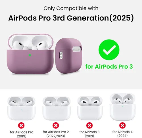 Vista 2 de ORNARTO Funda compatible con AirPods Pro 3 2025, silicona híbrida protectora completa para AirPods Pro de 3ª generación, cubierta frontal LED