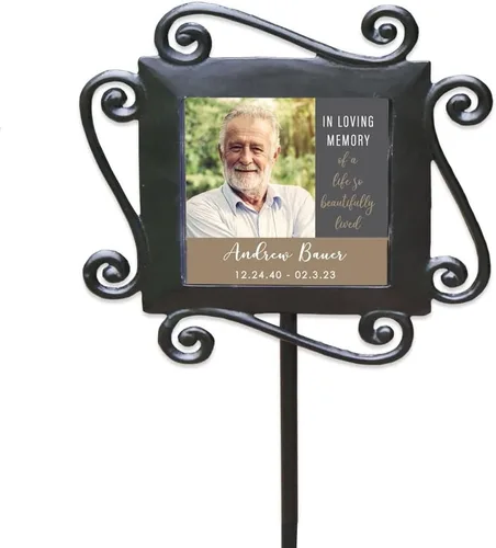 Vista 8 de Estaca de jardín conmemorativa personalizada Cruz floral azul tan profundamente amada muy perdida