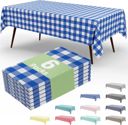 Vista 27 de misaya Paquete de 4 manteles desechables de búfalo, mantel de plástico impermeable de 54 x 72 pulgadas, manteles rectangulares a cuadros caqui