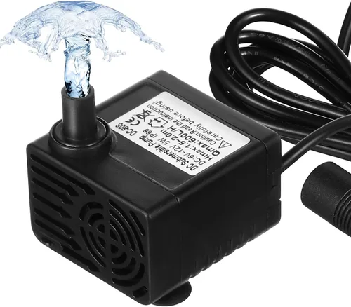 ULTECHNOVO Bomba de agua sumergible solar de 12 V CC, 5 W, mini bomba con flujo ajustable y ventosas para acuario, pecera, estanque, fuente,