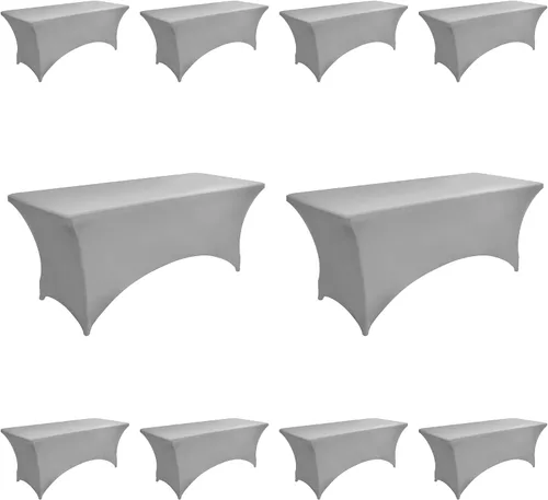 Vista 11 de Paquete de 2 Cubiertas de Mesa de Spandex de 4 pies para Mesas Plegables Rectangulares - Manteles Elásticos Ajustados Resistentes a las Arrugas Beige