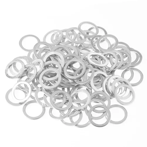Vista 14 de HELIFOUNER 100 Piezas M6x10x1.0mm Juntas de Tapón de Drenaje Automotriz, Arandelas de Aceite, Arandelas Planas de Aluminio, Diámetro Interior 6mm