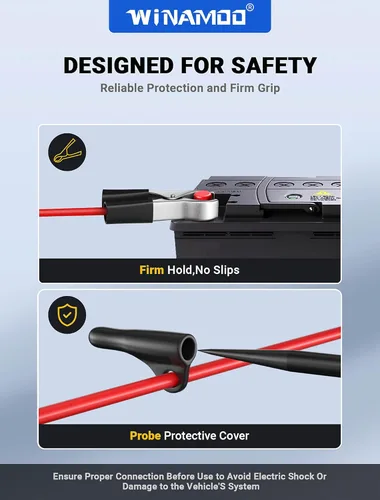 Vista 6 de WINAMOO Probador de Luz de Prueba Automotriz de 5-90V Probador de Circuito LED Digital con Pantalla de Voltaje, Probador de Voltaje Bidireccional