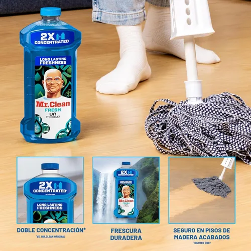 Vista 2 de Mr. Clean 2X Limpiador concentrado para múltiples superficies con aroma fresco Unstopables, 41 onzas líquidas