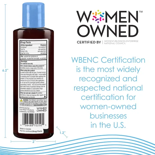 Vista 6 de True+Real Champú de alquitrán de hulla terapéutico Plus Tar Gel anti-caspa, fuerza original 0.5% alquitrán de hulla, 4.4 fl oz