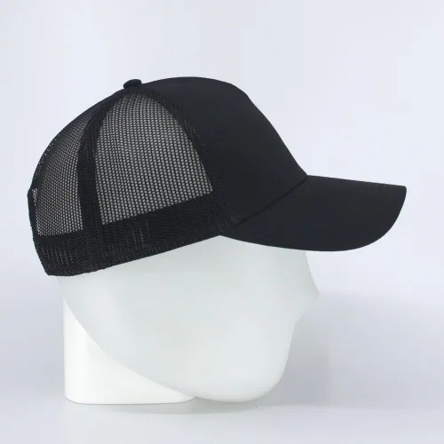 Vista 3 de The Vintage Year Gorra de béisbol ajustable de los deportes del camionero de la malla estructurada del algodón liso Negro