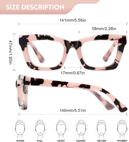 Vista 4 de Reading Glasses for Women Blue Light Blocking Glasses Filter UV Square Readers Glasses for Men and Women