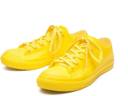 Vista 4 de DKSUKO Botas de lluvia para mujer impermeables de caña alta, zapatos de lluvia con cordones antideslizantes, calzado para jardín