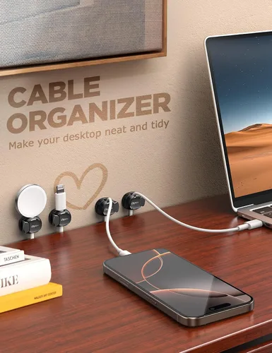 Vista 4 de Paquete de 8 organizadores de cables [doble resorte y cierre, máxima seguridad] clips para cables, gestión de cables de Chfeila - Soporte adhesivo