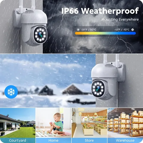 Vista 6 de CAMCAMP Outdoor Security Camera Wireless 2.4G/5G WiFi Connect【Plug-in Power】Pan-Tilt- Zoom Control, 355° View, Full Color Night Vision, Motion