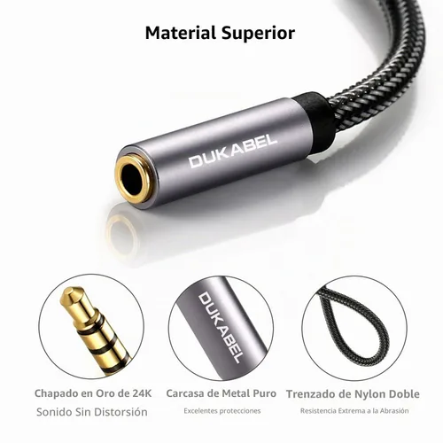 Vista 5 de DUKABEL Cables de extensión para auriculares, 1.2 metros (4 pies) con ángulo recto de 3.5mm TRRS para auriculares con micrófono y extensión de Negro
