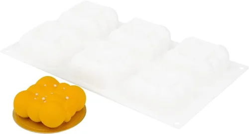 Vista 29 de Restaurantware - Molde para pastel de calabaza de 6 cavidades de Pastel, 1 molde de calabaza 3D listo para horno - Molde de silicona blanca