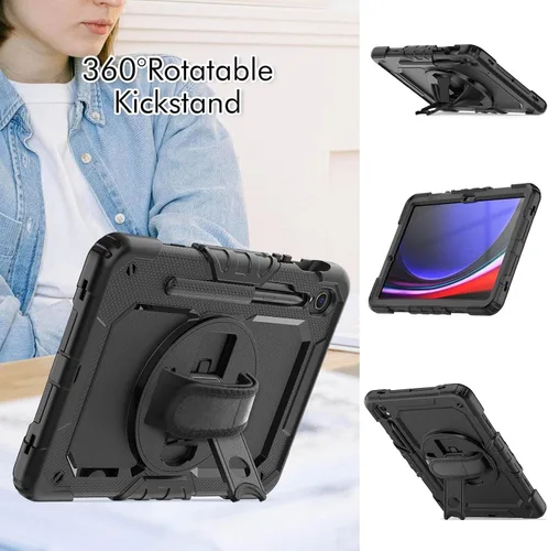 Vista 3 de Gylint Funda para Samsung Galaxy Tab S10 Lite / S10 FE / S9 FE 5G 10.9 pulgadas, con protector de pantalla, correa de mano, correa para el hombro