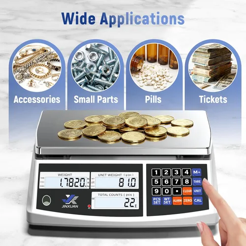 Vista 4 de Balanza de conteo de precio industrial, balanza de banco digital de 22lb/10kg x 0.1g para inventario de piezas pequeñas, balanza de monedas