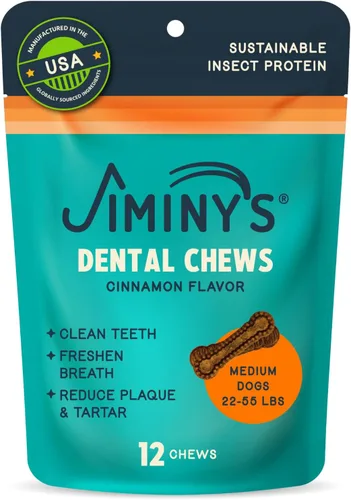Vista 7 de Jiminy's Masticables dentales para perros, sabor a canela, científicamente probado para mejorar la salud bucal, los huesos dentales limpian
