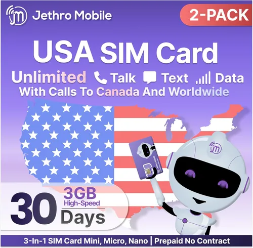 Vista 9 de Jethro Mobile Plan prepago – 30 días de conversación y texto ilimitados + 3 GB de datos de alta velocidad Funciona con iPhone, Android y teléfonos