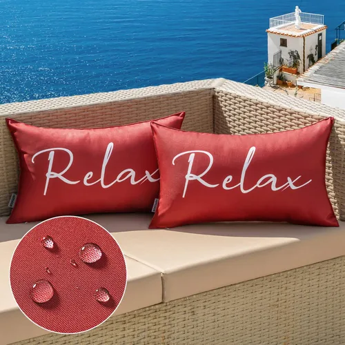 Vista 23 de MIULEE Juego de 2 fundas de almohada impermeables para exteriores, fundas de almohada cuadradas decorativas para exteriores, para silla, patio