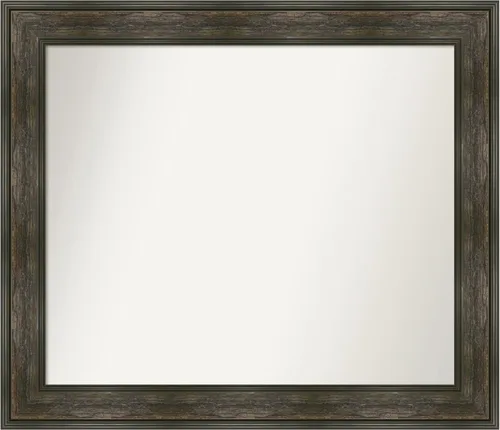 Vista 392 de Amanti Art Espejo de baño marrón para sobre fregadero, 26 x 26 pulgadas, espejo de tocador cuadrado marrón rústico Alexandria, marco de madera