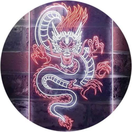 Vista 13 de Cartel de neón ADVPRO LED con dragón chino, letrero de neón LED de color dual st6-i3225