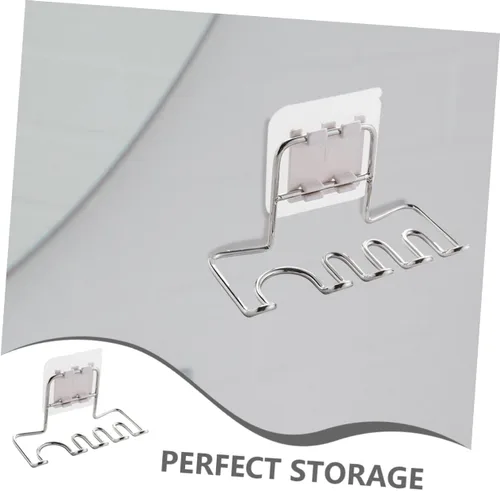 Vista 6 de Soporte para cepillo de dientes y pasta de dientes, soporte de pared de acero inoxidable, diseño elegante, no necesita clavos para el baño