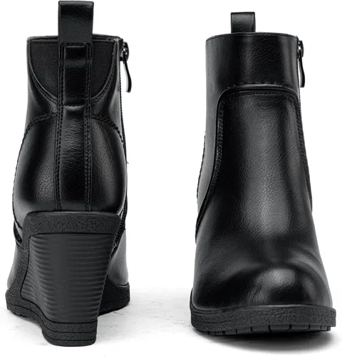 Vista 7 de Vepose Botines de cuña 9679 para mujer, botines clásicos con cremallera lateral para mujer